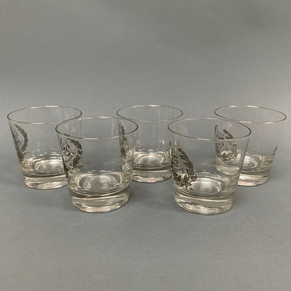 25th Silver Anniversary Old Fashion Clear Glasses Platinum 3 5/8" High Lot of 5 - Picture 4 of 7